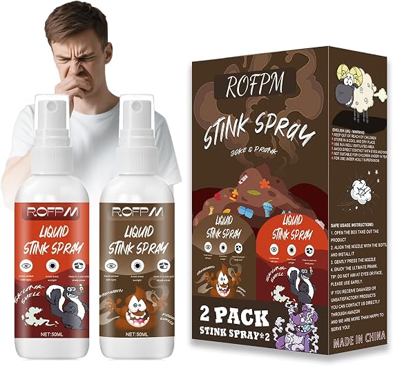 Stink Spray Extra Strong 2 Pcs, 100ml Prank Liquid Stank Spray, Bad-Smelling Potent Gag Gifts for Parties, Halloween, Birthdays, Bus(Different Smells, 50ml*2)