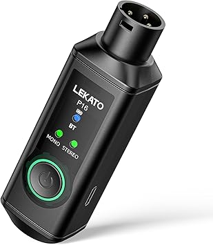 LEKATO XLR Bluetooth Receiver, BT 5.3, 48kHz/24bit, Wireless Bluetooth Adapter for Mixing Console Desk, Audio Mixers, PA Speakers, DJ Systems, 165ft Range, 15H Battery Life 1 Pack for Mono