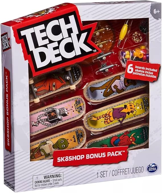 TECH DECK, Sk8shop Fingerboard Bonus Pack, Collectible and Customizable Mini Skateboards, 8 x 1.75 x 9 inches, 6066504