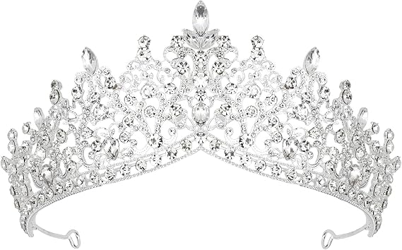 Silver Rhinestone Tiara Crown for Women, Elegant Crystal Hair Accessory Headband for Birthday Prom Wedding Party and Special Occasions Decoration
