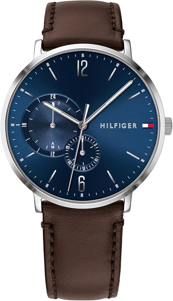 Tommy Hilfiger Analogue Multifunction Quartz Watch for Men with Leather Strap or Stainless Steel Bracelet