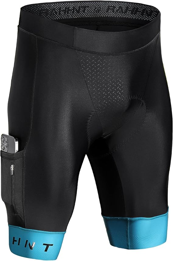 Rahhint Cycling Shorts Mens Padded Bike Shorts with Pockets Cycle Road Bike Shorts Anti Chafing Padding Non slip Waist Leg Breathable Wicking Quick Dry