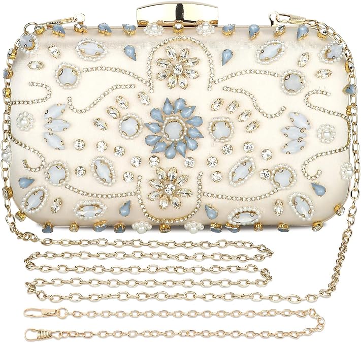 UBORSE Beaded Clutch Evening Bags for Women Formal Bridal Wedding Clutch Purse Prom Cocktail Party Handbags