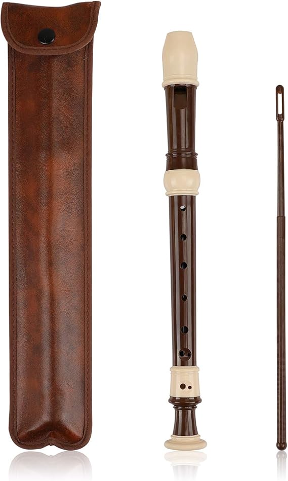 Soprano Recorder Descant Flauta Recorder 8 Hole ABS Clarinet German Style Treble flute C Key With Fingering Chart Instructions with Cleaning Rod Bag (baroque)
