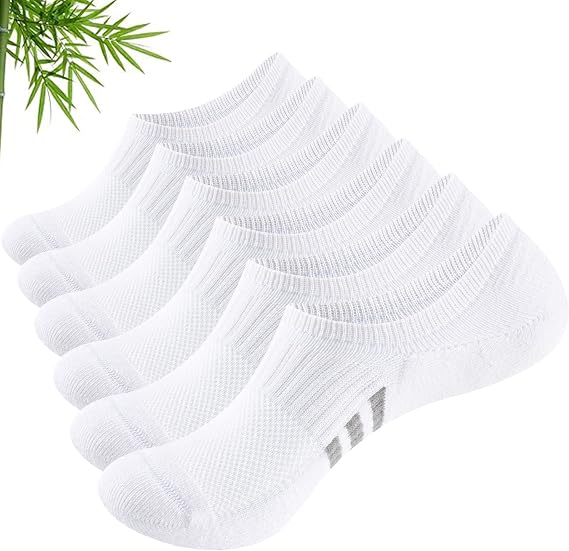 Bamboo No Show Trainer Socks for Womens 3-5/6-8, Low Cut Non Slip Sports Socks, Breathable Invisible Ladies Ankle Sock for Walking, Running and Daily Use