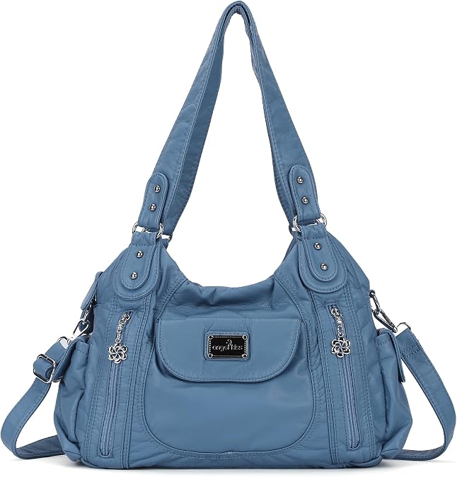 Women's Handbags Shoulder Bags Washed Leather Satchel Tote Bag Mutipocket Purse