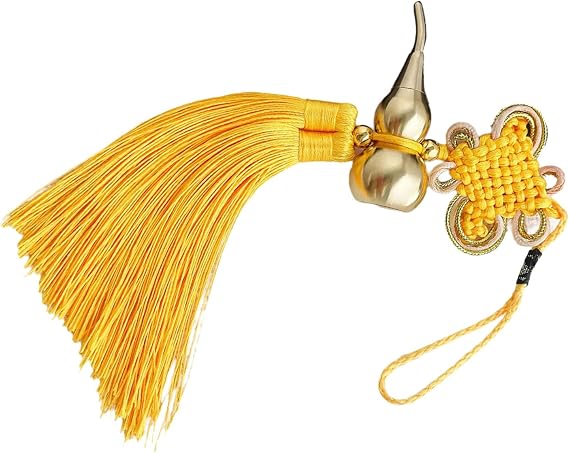 Copper Gourd and Chinese Knot Tassels Pendant Charm for Home Car Decors Amulets with Auspiciously Fengshuis Symbolism Traditional Chinese Good Luck Symbol