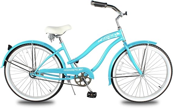 MICARGI 24/26 Inch Adult Cruiser Bicycle Hybrid Bike 1/7 Speeds Commuter Bike for Women, Men, Seniors,Step-Through or Step-Over Bike Steel Frame Multi Colors Style
