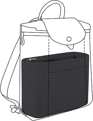 Lckaey Bag Organizer for Le Pliage Backpack - Felt Knapsack Purse Insert - Y083-BlackGrey