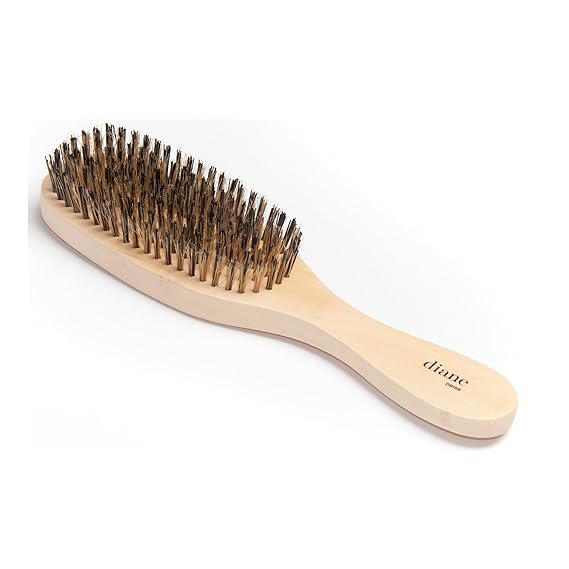 Diane Reinforced Boar Bristle Wave Brush for Men and Barbers Hard Bristles for Thick to Coarse Hair Use for Detangling, Smoothing, Wave Styles, Restore Shine and Texture