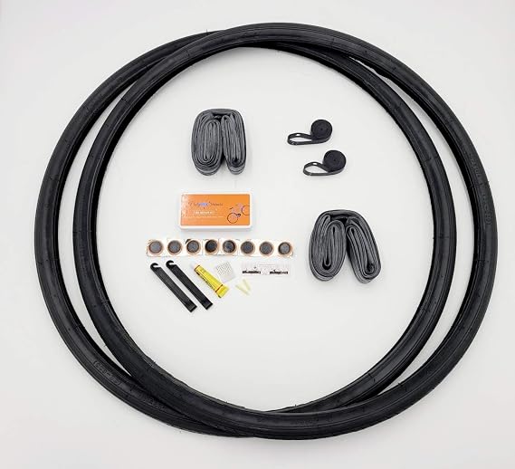 27 Inch Bike Tires, Road Bike Bicycle tire, Durable Wire Bead Tires, 27in x 1.25 Replacement Bike Tire Bundle Kit, 27in. Inner Tube, 27x1.25, Rubber Rim Liner, Set of Levers