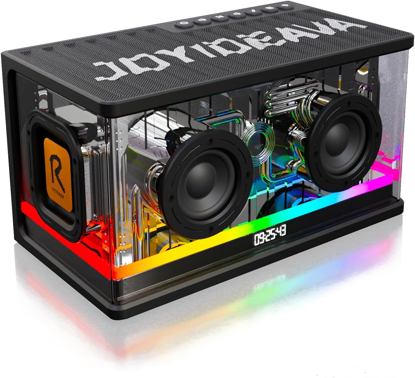 Bluetooth Speaker Ultra Heavy Bass 40W RGB Light Cyber Mechanical Industrial Style Bluetooth 5.0 Wireless Stereo Sound Speaker for Indoor and Computer Room (Black)