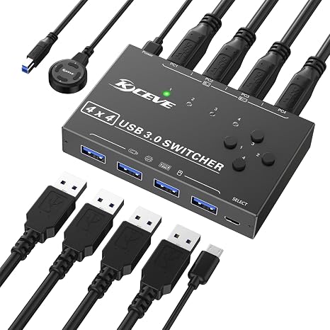 USB 3.0 Switch 4 PC 4 In 4 Out USB Switch Selector Share 4 USB 3.0 Devices