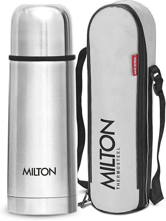 Milton Small Flask 12 oz Insulated Water Bottle with Cover, Flip Lid, Thermosteel