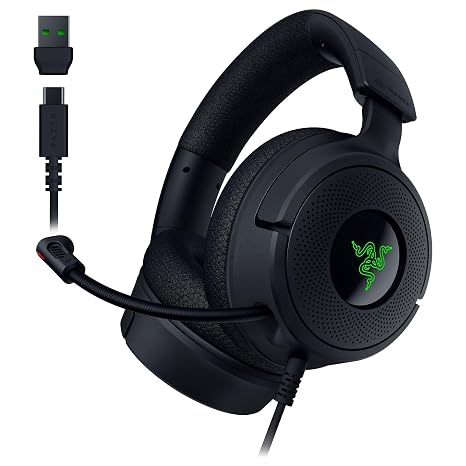 Razer Kraken V4 X Wired USB-C & Type A Gaming Headset, Black | Cardioid Mic, Memory Foam Cushions, Chroma RGB Lighting, For PC, Mac, PS5, Nintendo Switch 2