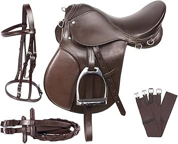 AD Saddlery All Purpose Jumping English Premium Leather Riding Horse Saddle Tack, Saddles for Horseback Riding Pony and Adult Size 10" to 18'' inches Seat Available J41