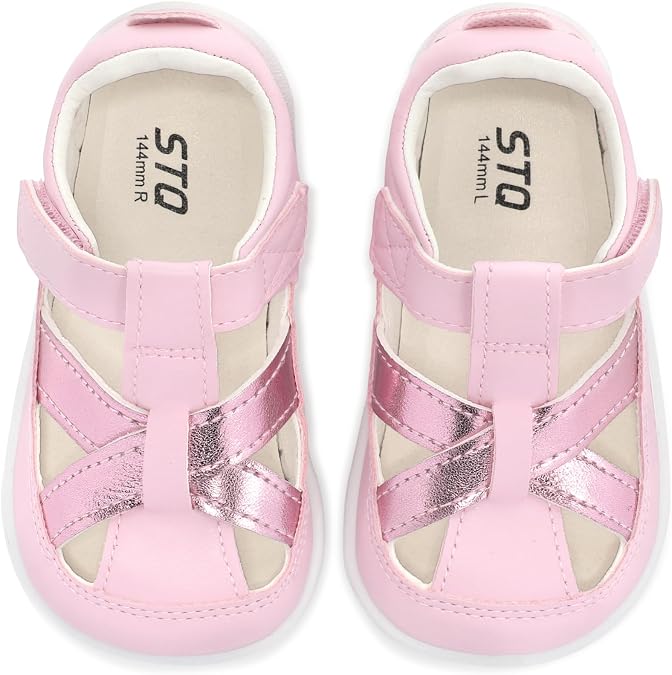 STQ Toddler Mary Jane Sandals Wide Toe Box Flower Girls Dress Shoes