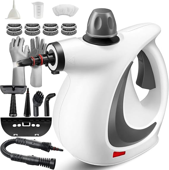 Steam Disinfectant Steam Cleaner, 2026 Upgrade Hand Held Steam Cleaner for Home Cleaning, Car Interior, Kitchen, Furniture,Carpet, Tile|Multiple Nozzles (1Set+8 Fiber Cloth)