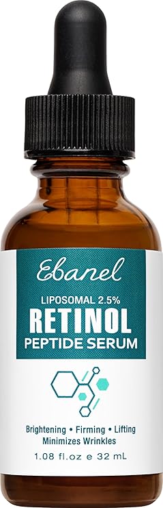 Ebanel Retinol Serum for Face with Vitamin C, Peptides & Hyaluronic Acid, Anti Aging Face Serum for Fine Lines, Uneven Skin Tone, Dark Spots & Texture, Pore Minimizer with Resveratrol & Niacinamide