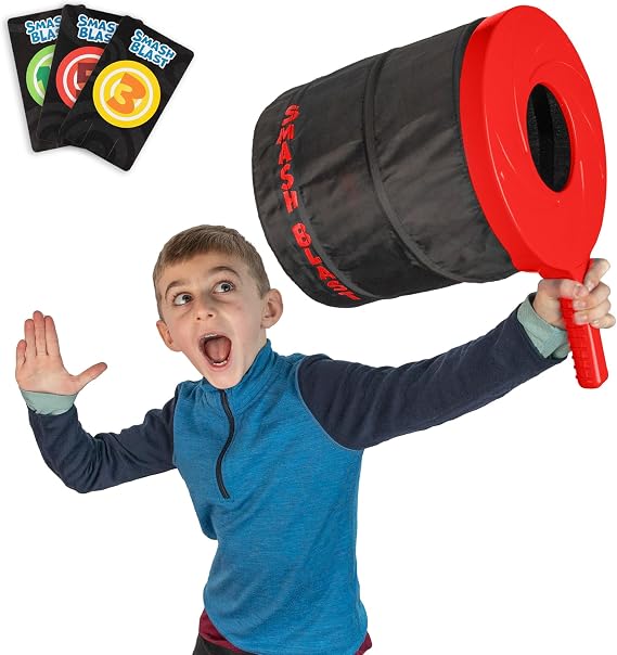Smash Blast Pro Air Cannon Toy, Shoots Air Vortex 20+ Feet, Rapid-Fire, No Batteries or Assembly, 15 Stackable Targets, Collapsible for Easy Storage, Safe Indoor & Outdoor Play for Kids Ages 8+, Red