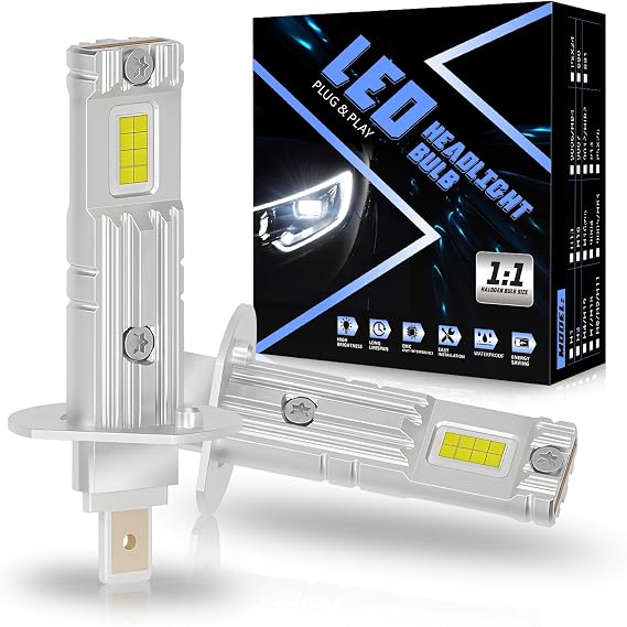 OPP ULITE H1 Led Headlight Bulbs 1:1 Mini Size, 72W 12000LM 6500K Cool White, 99% Canbus Ready EMC Design, Upgadred Cooling System Longer Lifespan H1 Led Fog Light Bulb, 2PC Pack