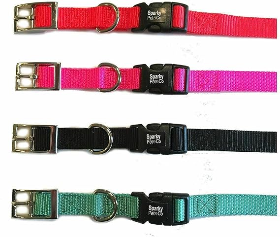 1" Quick Snap Double Buckle Replacement E Collar Dog Strap (Raspberry)