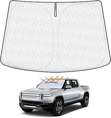 Cartist 5-Layer Windshield Sun Shade Custom Fit for Rivian R1T 2022-2025 2026 Accessories Foldable Car Front Window Sunshade Sun Visor Protector