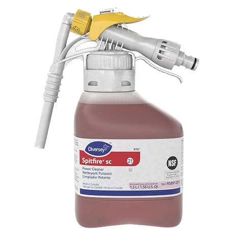 Spitfire Diversey Power Cleaner, RTD Concentrate, 1.5 L | Heavy Duty Cleaner, Fresh Pine Scent, Degreaser, Oil and Ink Removal, Heel Marks, Shops and Kitchens