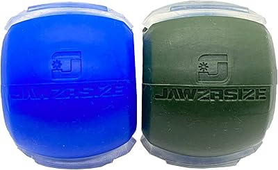 Jawzrsize Pop N Go and Custom Fit Jaw Enhancer Bundles- Jaw, Face, and Neck Exerciser and Toner Custom Fit Beginner & Elite Bundle, Blue & Green