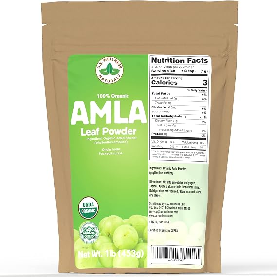 Organic Amla Powder - 1 LB | Amalaki, USDA Organic, Non-GMO - 100% Raw and Natural, by U.S. Wellness Naturals