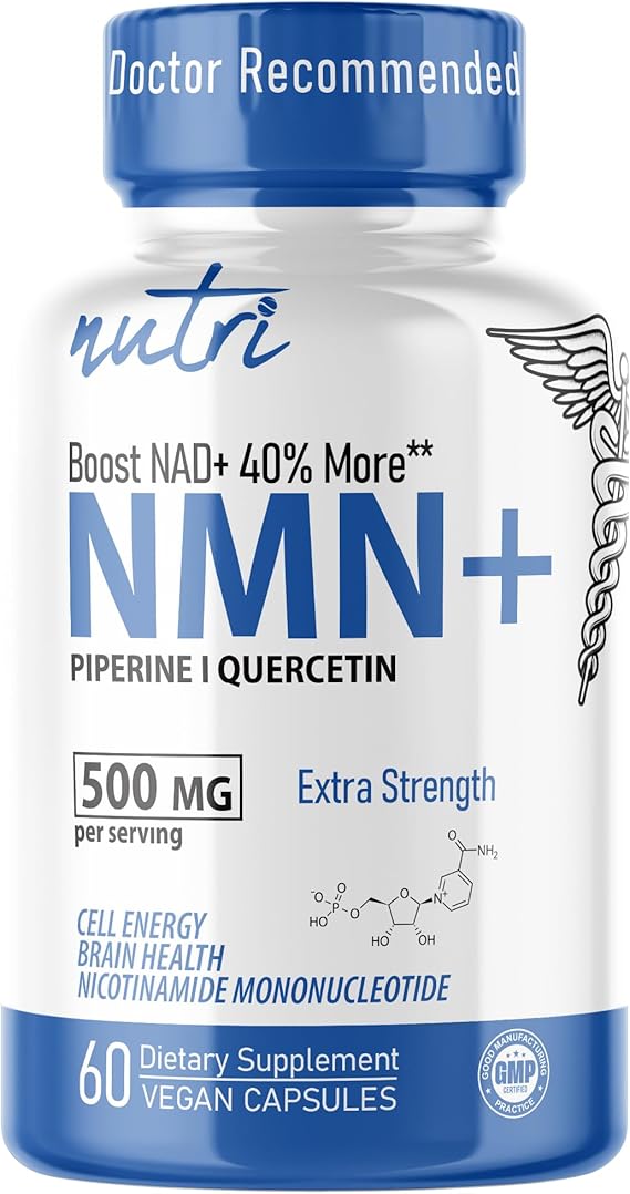 Nutri NMN Supplement 500mg NAD Supplement - Ultra High Absorption - 60 Ct