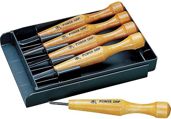 Power Grip Carving Chisels Sets, Five Piece Set by MIKISYO (Japan Parallel Import)