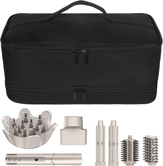 Travel Carrying Case for Shark Flexstyle Air Styling & Drying System,Double-Layer Hair Accessories Tools Storage Bag for Dyson Airwrap Styler Organizer,Black