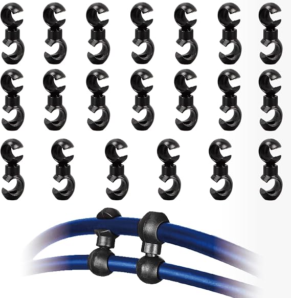 VANSIHO 20pcs Bike Brake Derailleur shift cables S Style Clip Roating S-Hook for MTB Bikes Road Bicycle Brake Line Guide Cross Line Clip-Set of Precision Clamps Black
