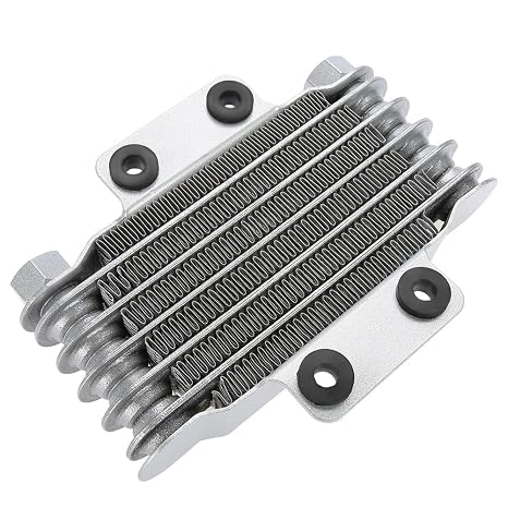 Qii lu Engine Oil Cooler, Motorcycle Oil Cooler Aluminum Oil Cooler Fan Radiator Fits for Most Motorcycles, Dirt Bike, Pit Bike Engine Silver