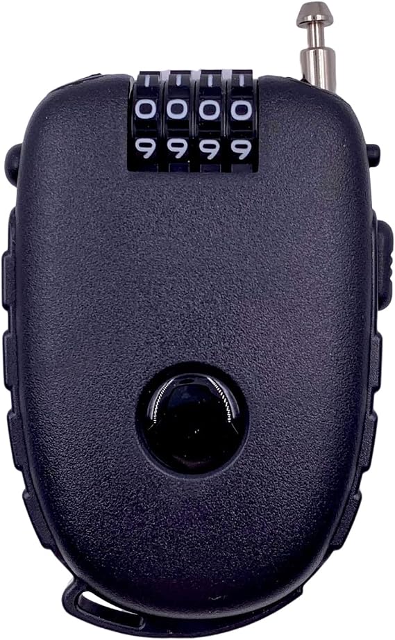 Bosvision Ultra-Secure 4-digit Combination Lock with 3 Feet Retractable Cable for Bike, Ski, Snowboard and Stroller | 4-Digit Cable Lock, Steel Retractable Cable (2.4mm diameter) for Ski, Bike, Scooter, Skate Board, Stroller, Pushchair