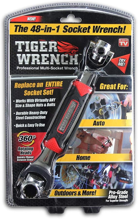 Ontel Tiger Wrench TW-MC12/4-48 Tools In One Socket - Works with Spline Bolts, 6-Point, 12-Point, Torx, Square Damaged Bolts and Any Size Standard or Metric