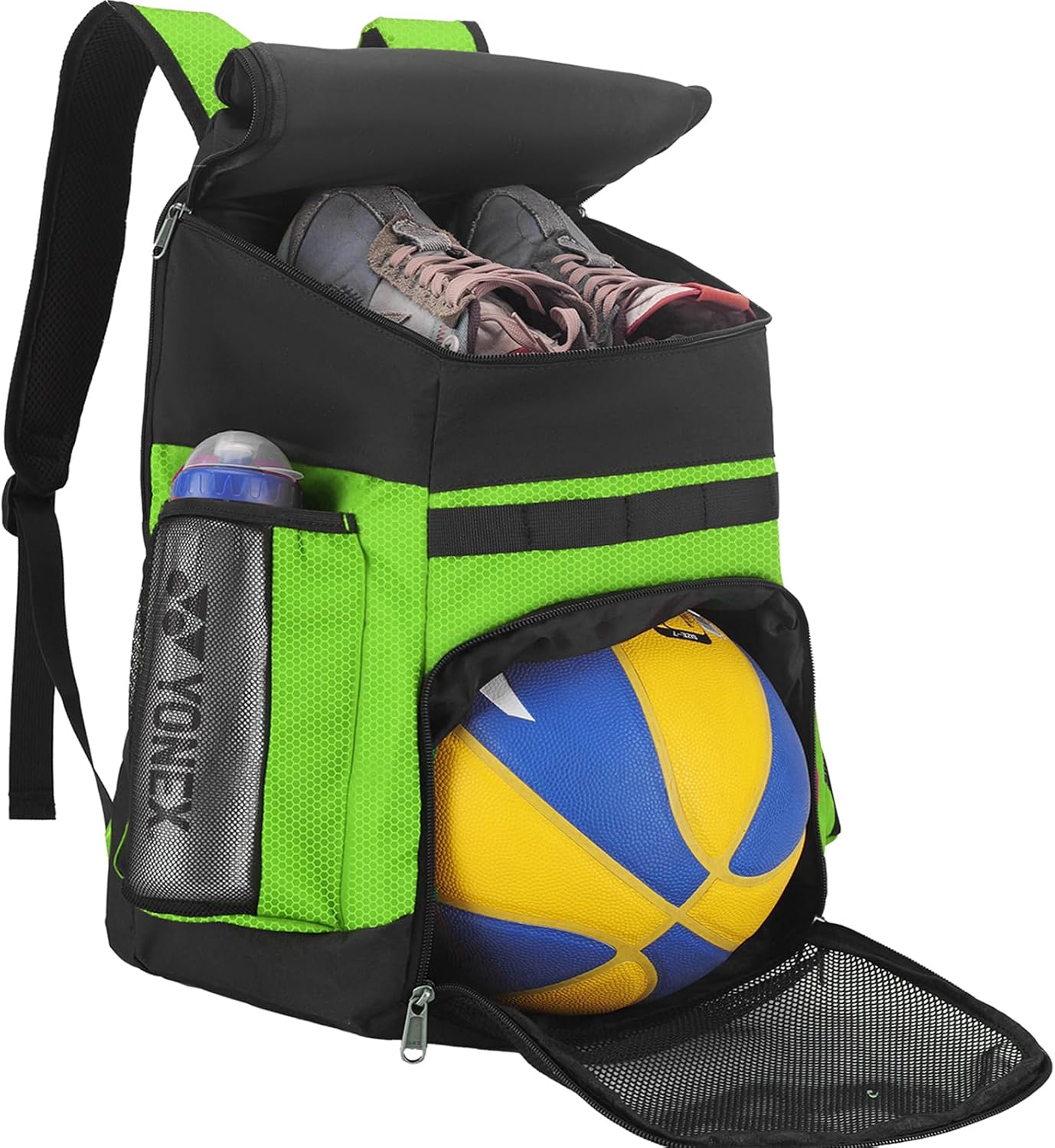 Basketball Backpack Large Basketball Bag for Men&Youth,Soccer Volleyball Bag with Separate Ball Holder & Shoes Compartment, Training Equipment Bags. Green