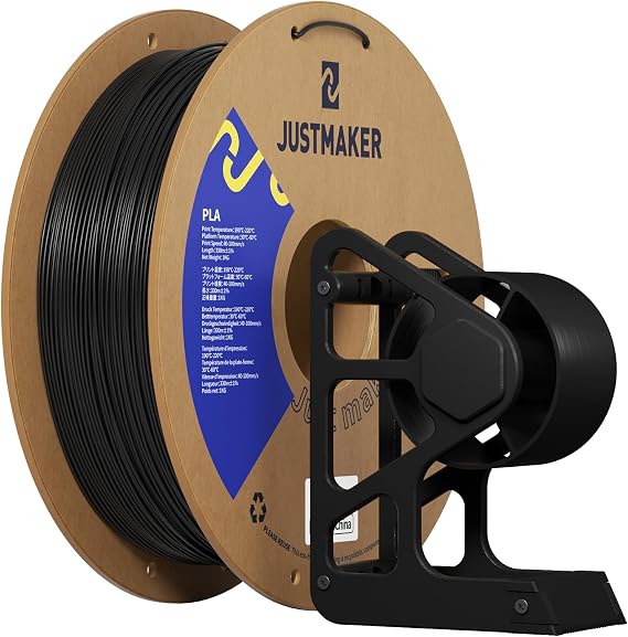 PLA 3D Printer Filament, Upgrade Cardboard Spool, Print with Most 3D Printers, Dimensional Accuracy +/-0.03mm, 1.75mm, 1kg, Black
