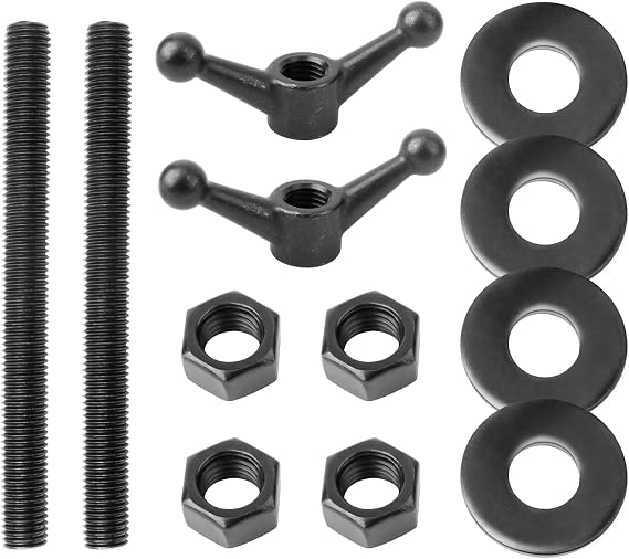 Moxon Vise Hardware Kit, Bench Vice Screw Kit includes 8" threaded rod, cast knobs, nuts, washers and woodworking bench tool accessories | Moxon ベンチバイス スクリューキット Taytools用 8インチねじ棒、キャストノブ、ナット、ワッシャー付き