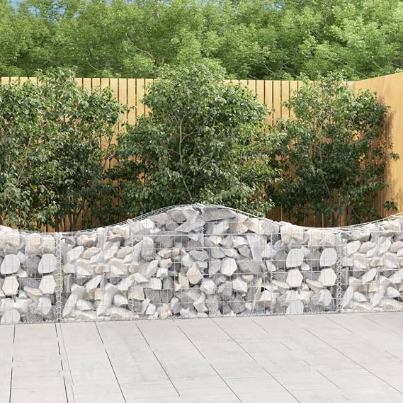 Arched Gabion Basket, Gabion Network Rock Stone Walls mesh cage Stone Wire Basket Modular Gabion Suitable for Corridor Orchard Courtyard Nursery 78.7"x11.8"x23.6"/31.5" Galvanized Iron