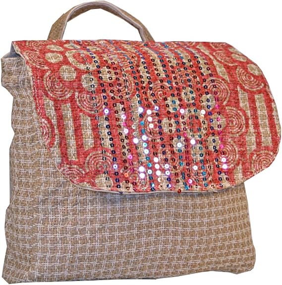 Womens Jute and Cotton Travel Backpack