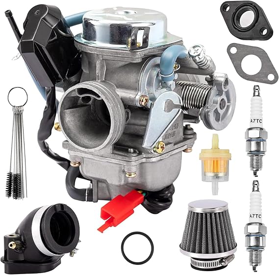 GY6 Carburetor 150cc for 4 Stroke 125cc 152QMJ 157QMJ Engines Electric Choke Motorcycle Scooter 24mm PD24J Carb with Intake Manifold