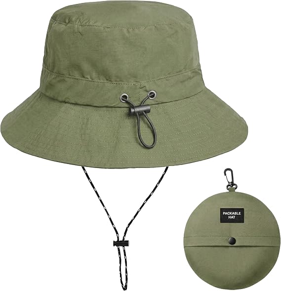 Bucket Hat Women & Men, Waterproof Foldable Sun Hat with UV Protection, Men's Women's Bucket Hats with Adjustable String, Ladies Summer Funny Hats for Fishing Beach Hiking Festival