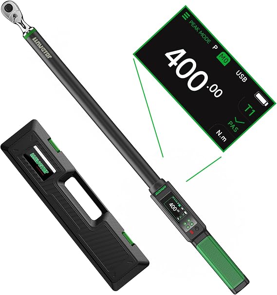 Digital Torque Wrench 1/2" Drive, 15-295 Ft-lbs/20-400Nm, 2% Torque Wrench with Buzzer & LED Indicator for Automotive Motorcycle & Bicycle (1/2-Inch, 15-295 Ft-lbs)