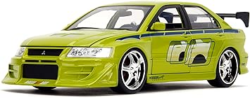 Jada Toys Fast & Furious 1:24 Brians Mitsubishi Lancer Evolution VII Die-cast Car, toys for kids and adults, Lime Green 99788