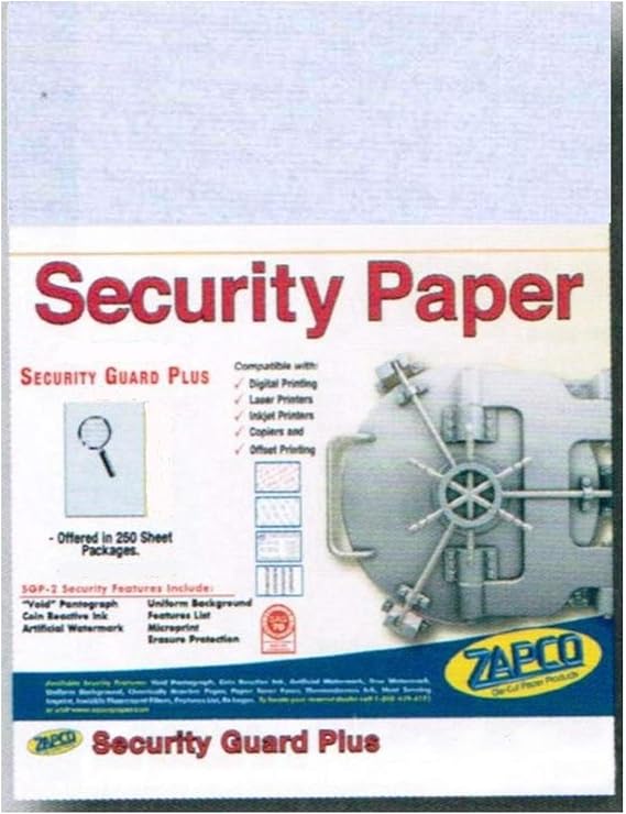 Laser Print Security Paper (SGP-24), Bond Blue 24-lb, 8.5" x 11", 500 SHEETS / 1 PACK