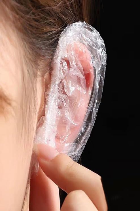 100 Piece Water Dustproof Shower Hairdresser Etc. Adjustable Ear Bonnet with Ear Protective Elastic for Works