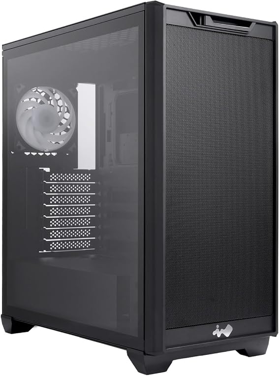 D5 Black E-ATX Mid Tower Chassis with Temper Glass Side Panel/One AN120 ARGB Case Preinstalled