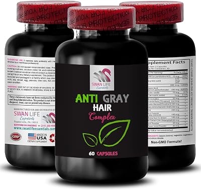 Anti gray hair pills - ANTI GRAY HAIR COMPLEX - Gray hair reversal, Color revival, Hair tone, Color vitality booster, Fresh color, Anti gray hair supplement, Hair transformation 1 Bottle 60 Capsules